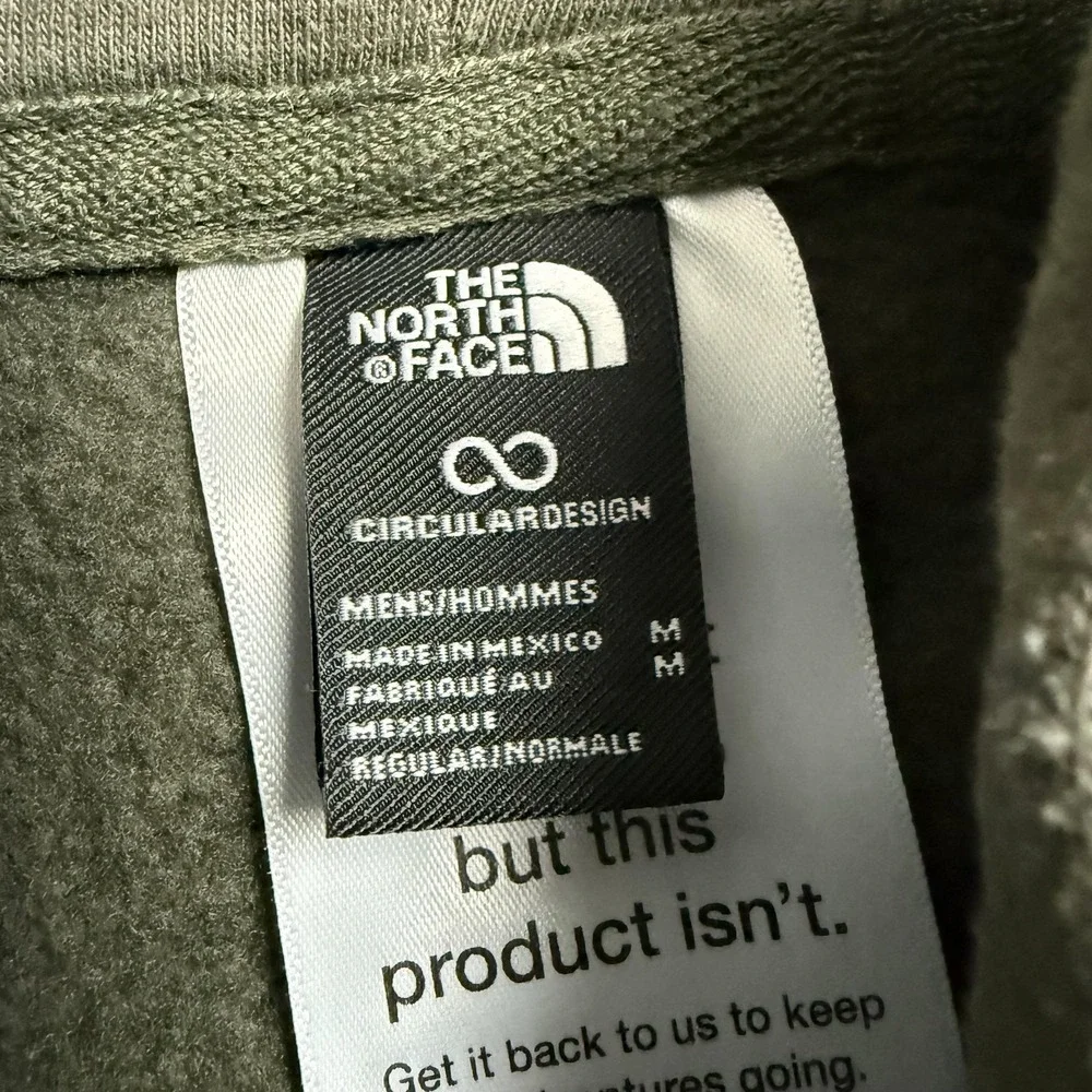The North Face Hoodie Mens Medium Green Pullover Fleece Sweatshirt Big Logo